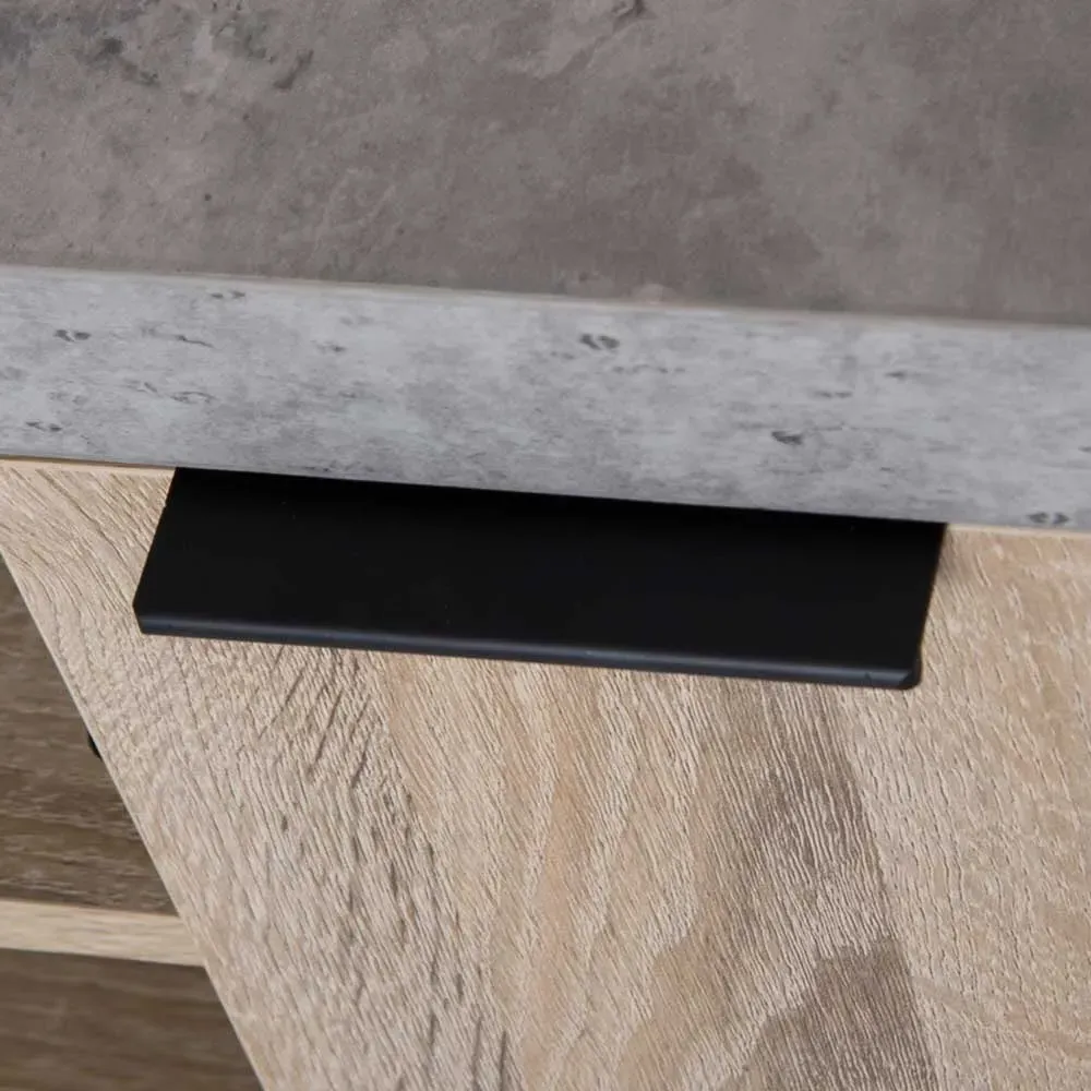 2 Door 2 Shelf TV Cabinet - Grey, Oak