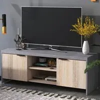 2 Door 2 Shelf TV Cabinet - Grey, Oak