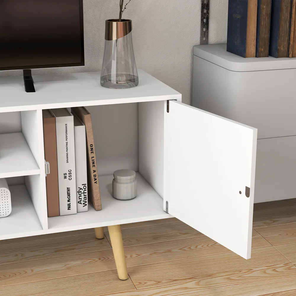 2 Door 2 Shelf TV Cabinet - White