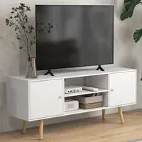 2 Door 2 Shelf TV Cabinet - White