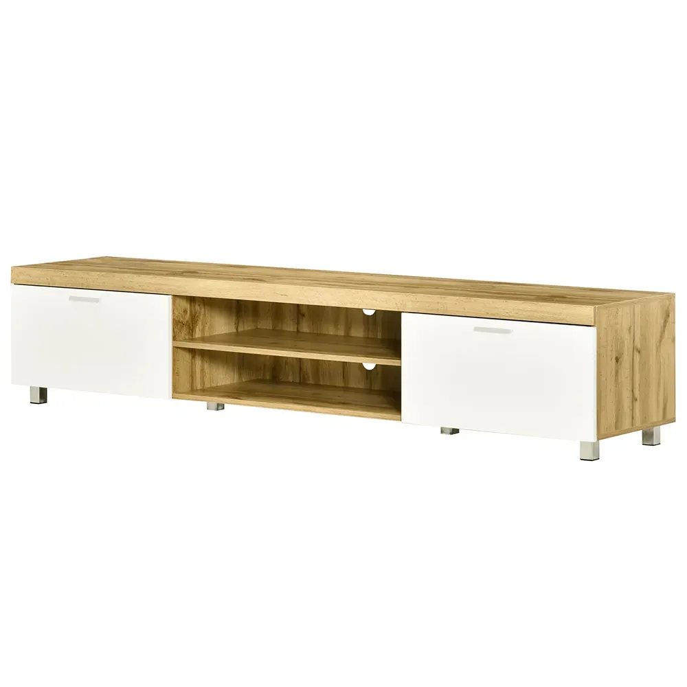 2 Door 2 Shelf TV Cabinet - White, Oak