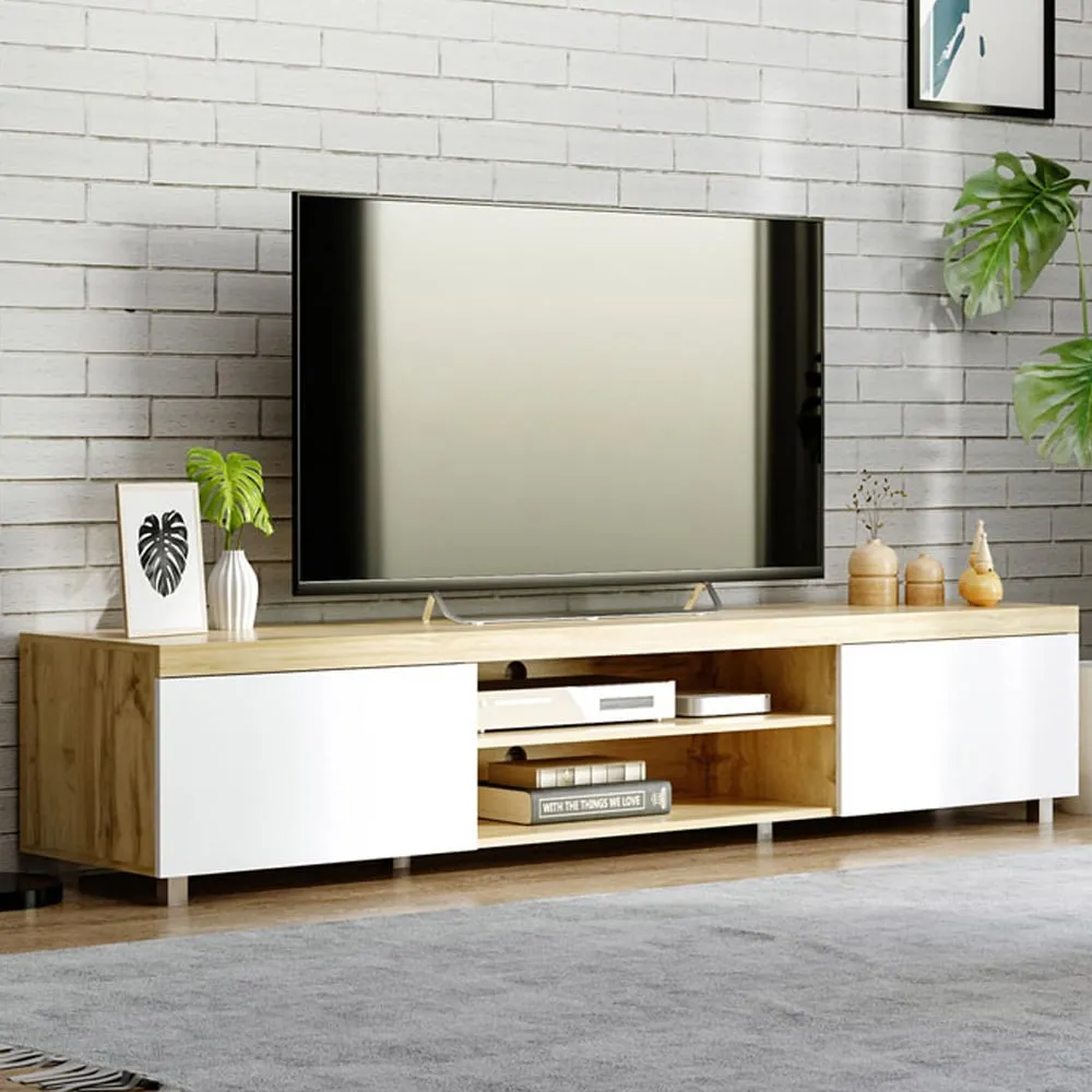 2 Door 2 Shelf TV Cabinet - White, Oak
