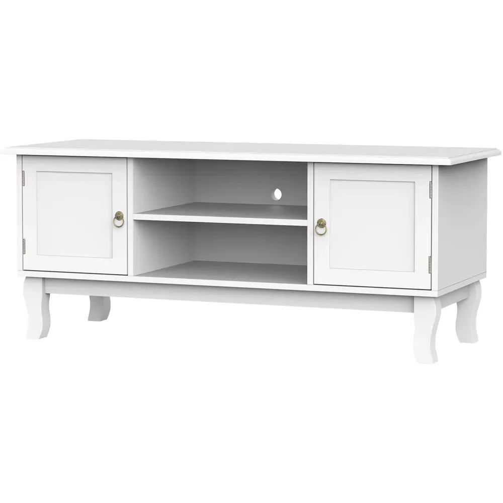 2 Door 2 Shelf TV Unit - White, MDF