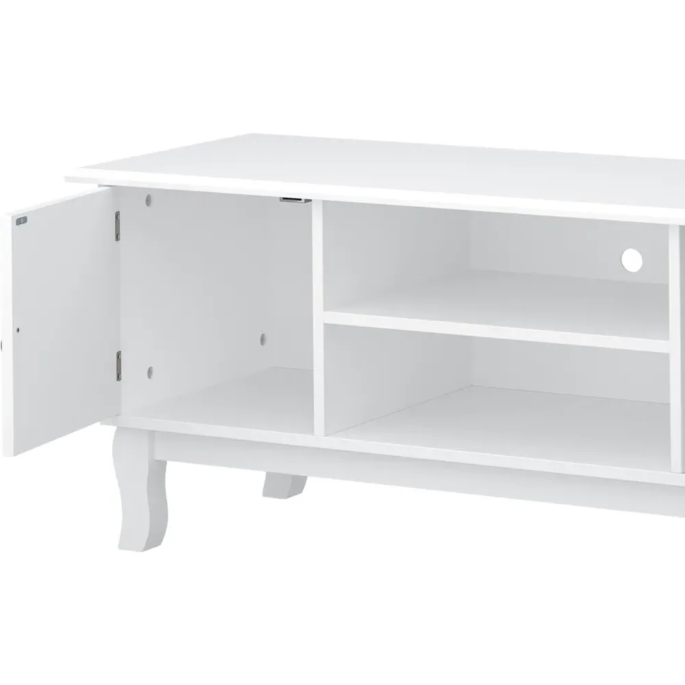 2 Door 2 Shelf TV Unit - White, MDF