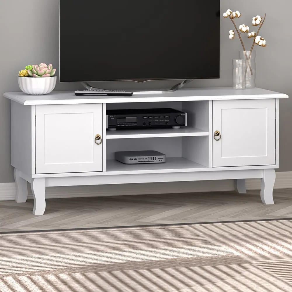 2 Door 2 Shelf TV Unit - White, MDF