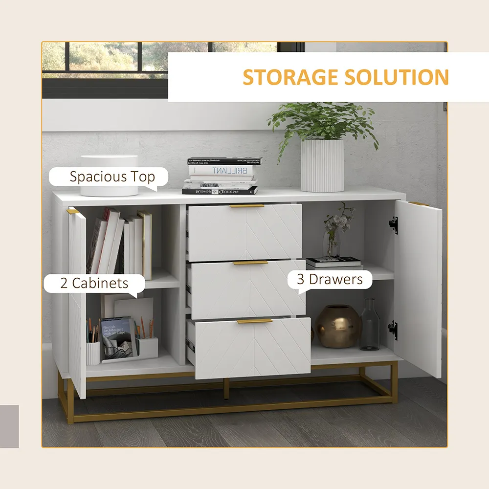 2 Door 3 Drawer Storage Cabinet - White