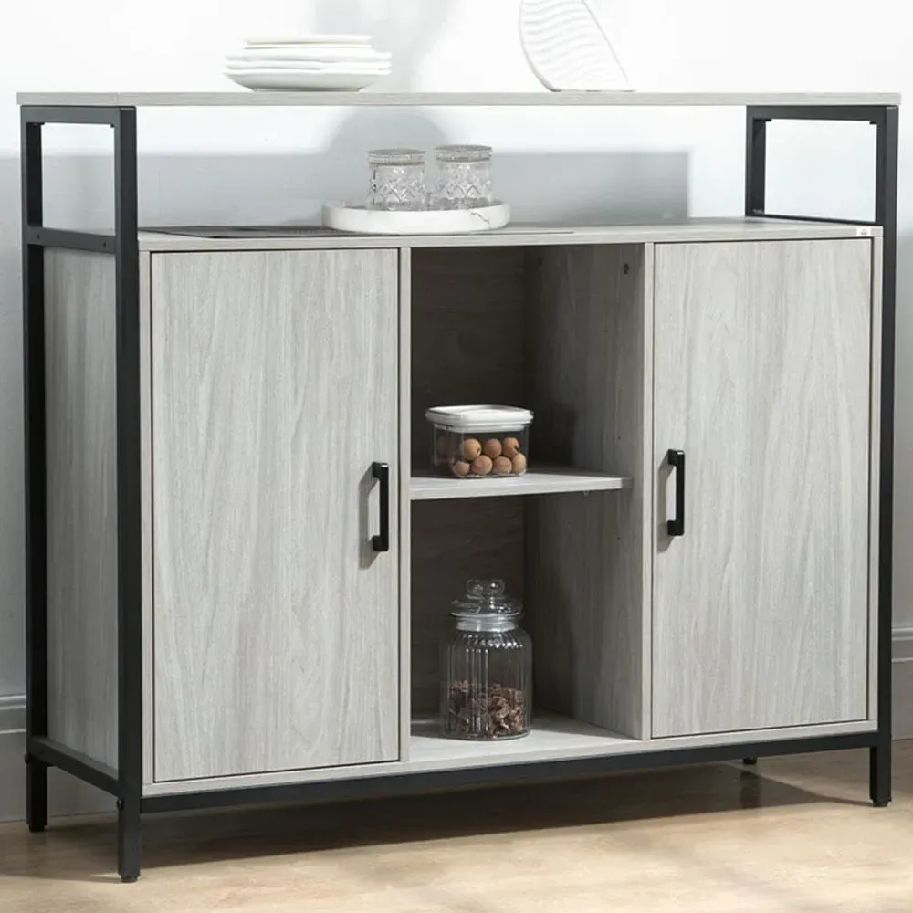 2 Door 3 Shelf Sideboard - Grey