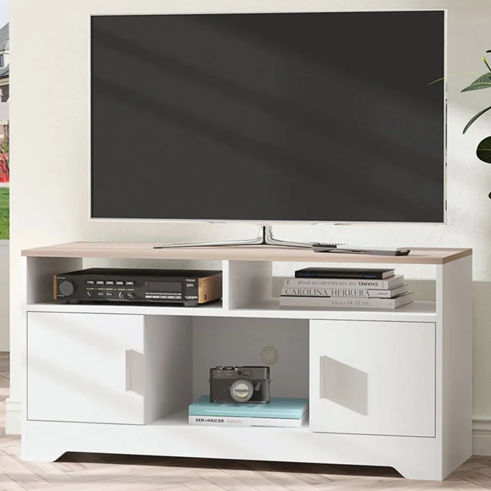 2 Door 3 Shelf TV Cabinet - White