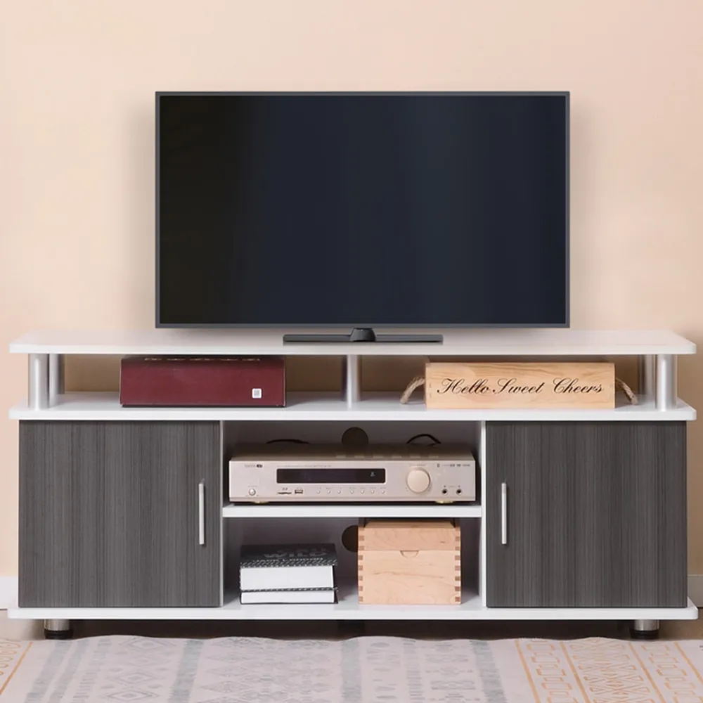 2 Door 3 Shelf TV Cabinet - White image