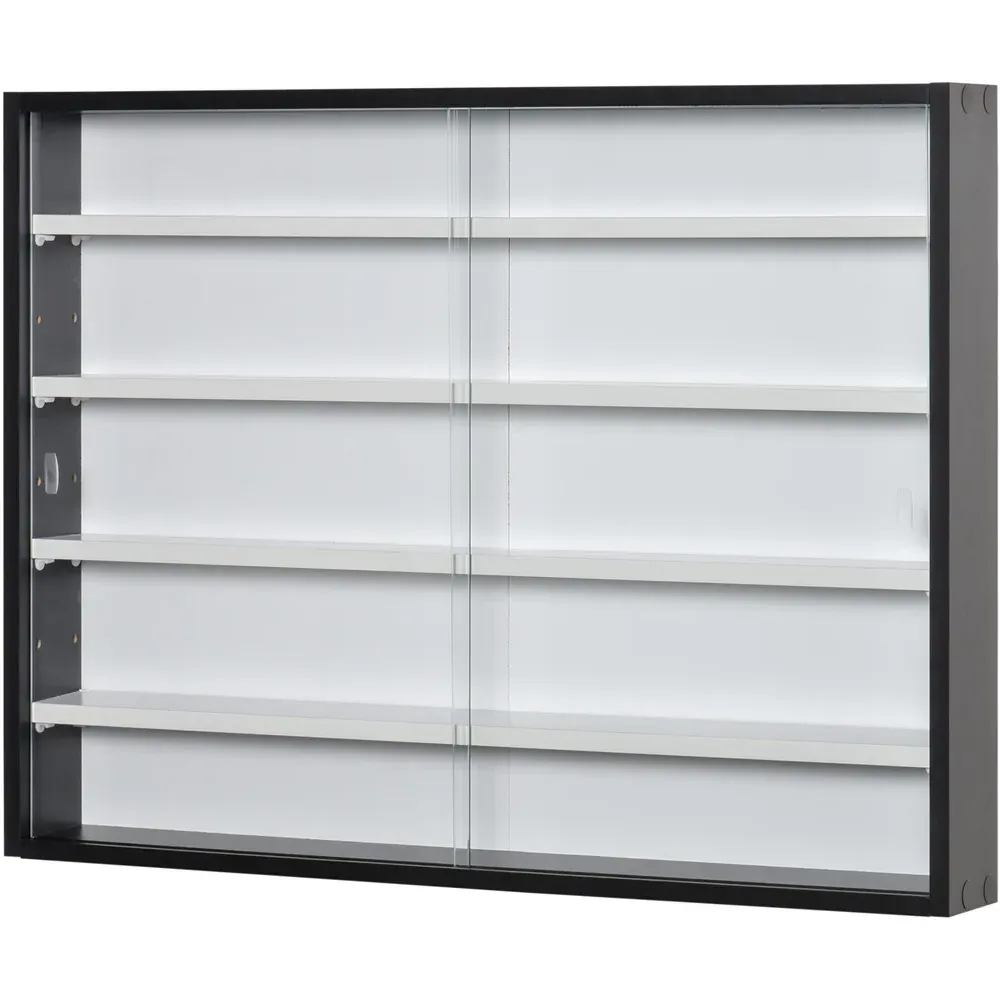 2 Door 5 Shelf Wall Display Cabinet - Black
