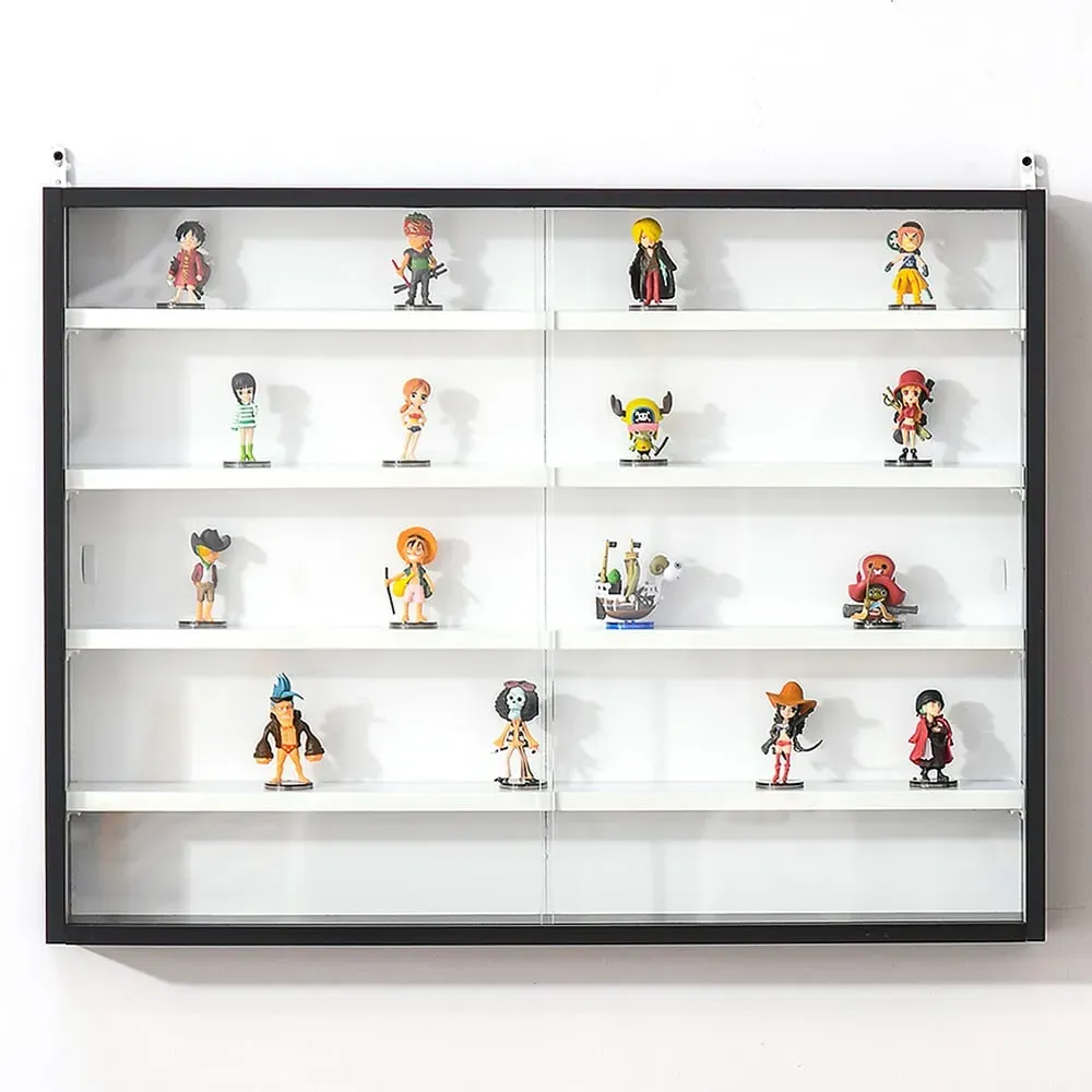 2 Door 5 Shelf Wall Display Cabinet - Black