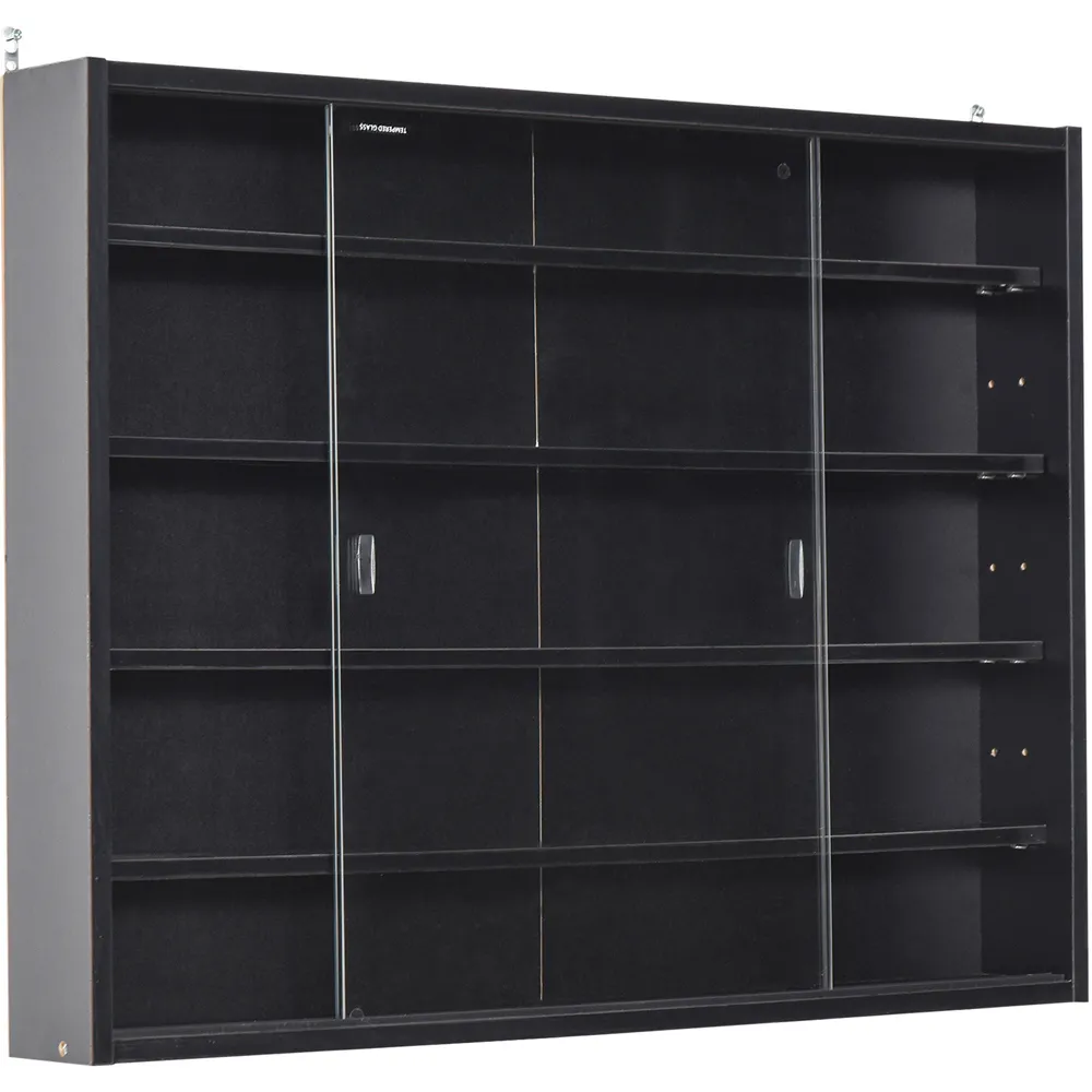 2 Door 5 Shelf Wall Display Unit - Black