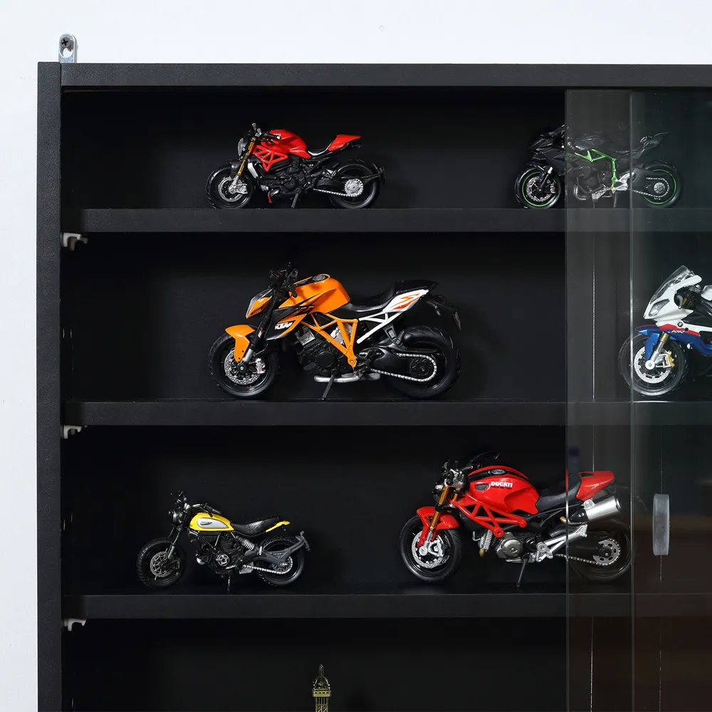 2 Door 5 Shelf Wall Display Unit - Black
