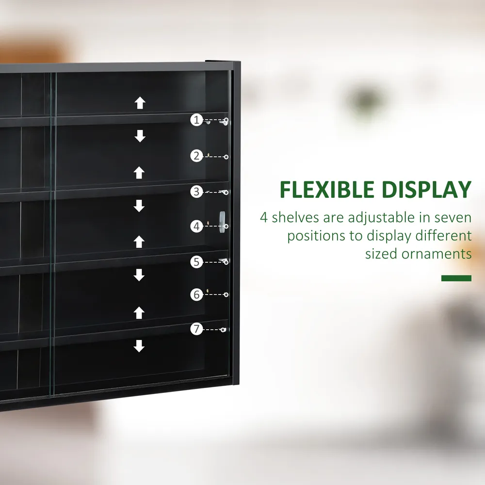 2 Door 5 Shelf Wall Display Unit - Black