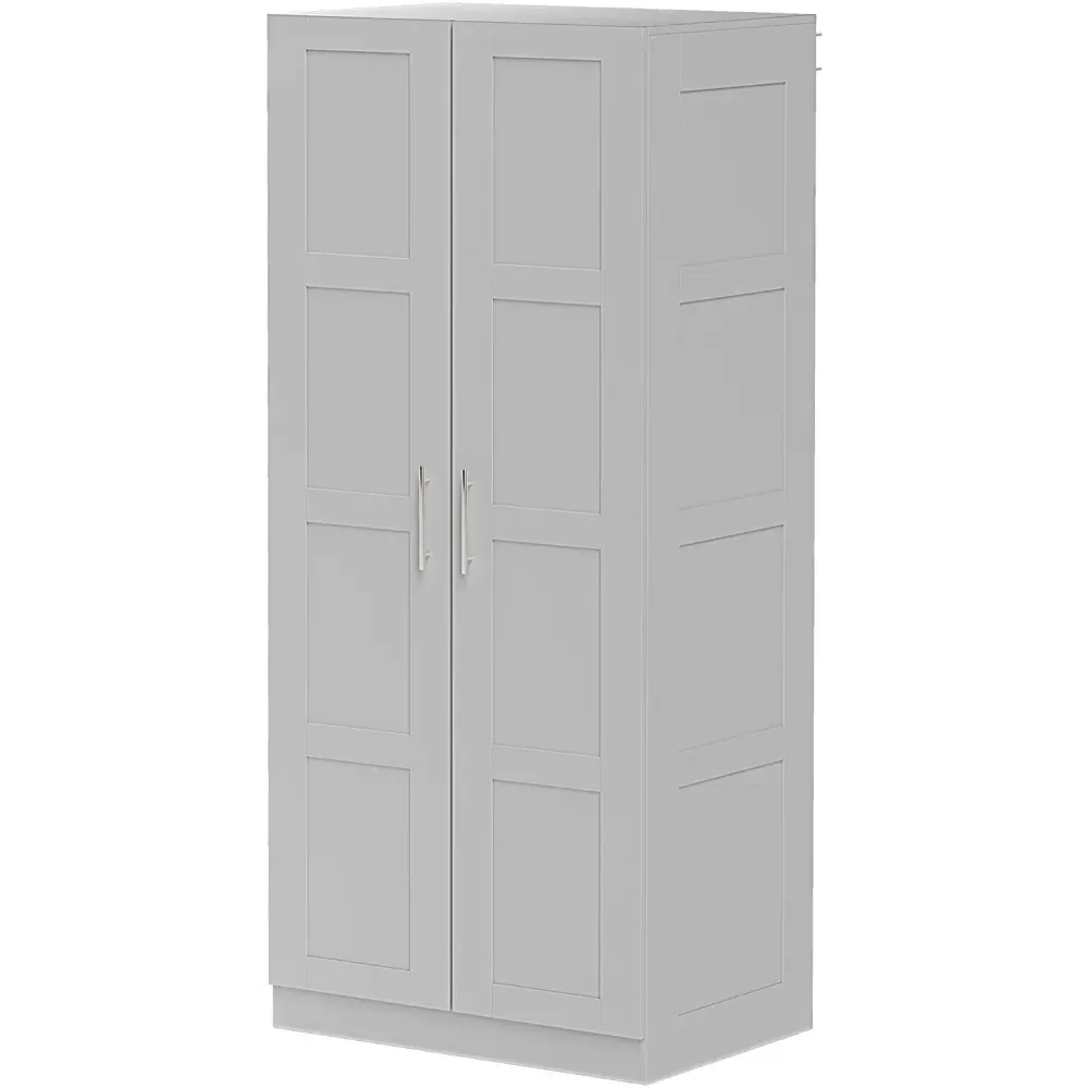 2 Door Double Wardrobe with Hanging Rail - Grey