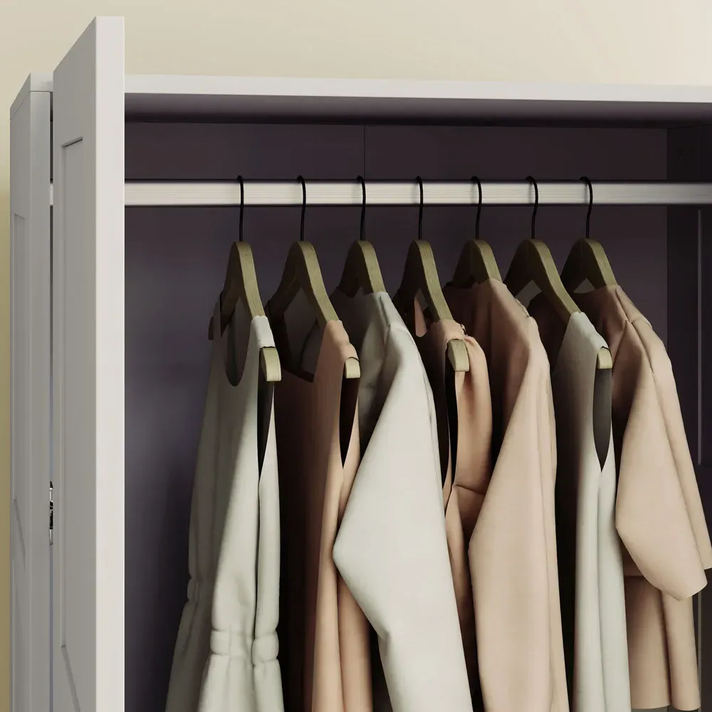 2 Door Double Wardrobe with Hanging Rail - Grey