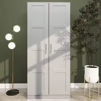 2 Door Double Wardrobe with Hanging Rail - Grey
