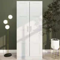 2 Door Double Wardrobe with Hanging Rail - White