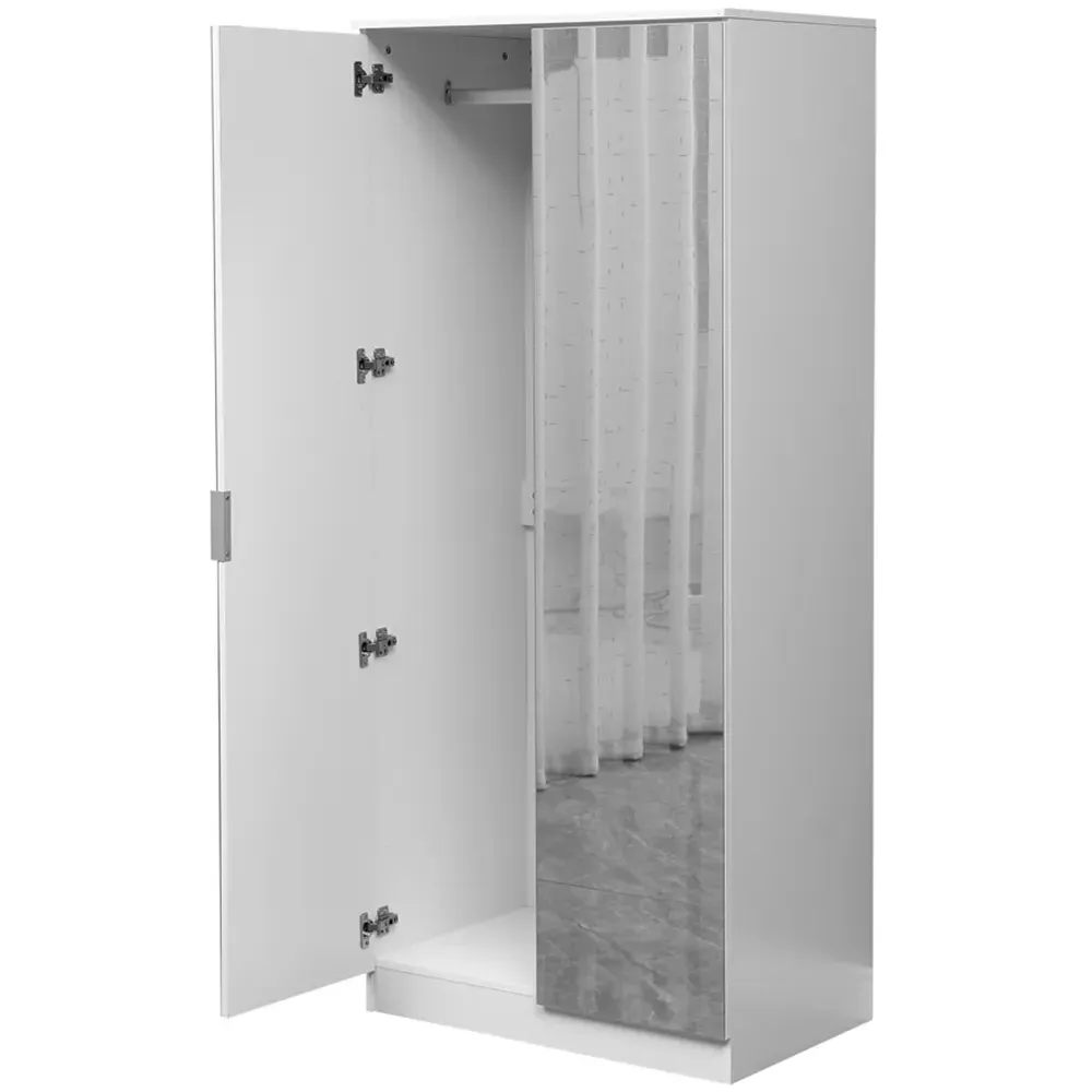 2 Door Mirror Wardrobe - White