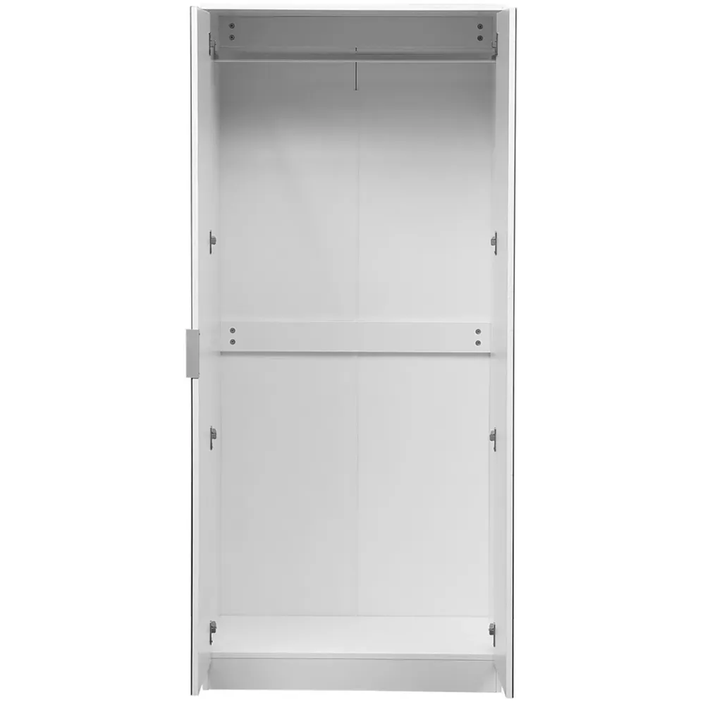 2 Door Mirror Wardrobe - White