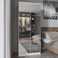 2 Door Mirror Wardrobe - White