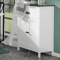 2 Door Single Drawer Floor Cabinet - White