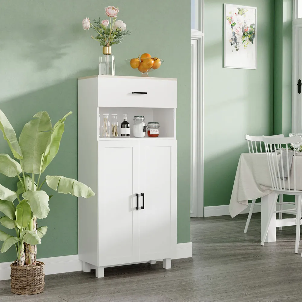 2 Door Single Drawer Kitchen Storage Cabinet - White