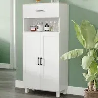 2 Door Single Drawer Kitchen Storage Cabinet - White