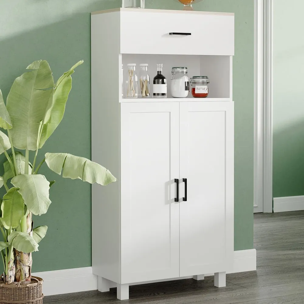 2 Door Single Drawer Kitchen Storage Cabinet - White image
