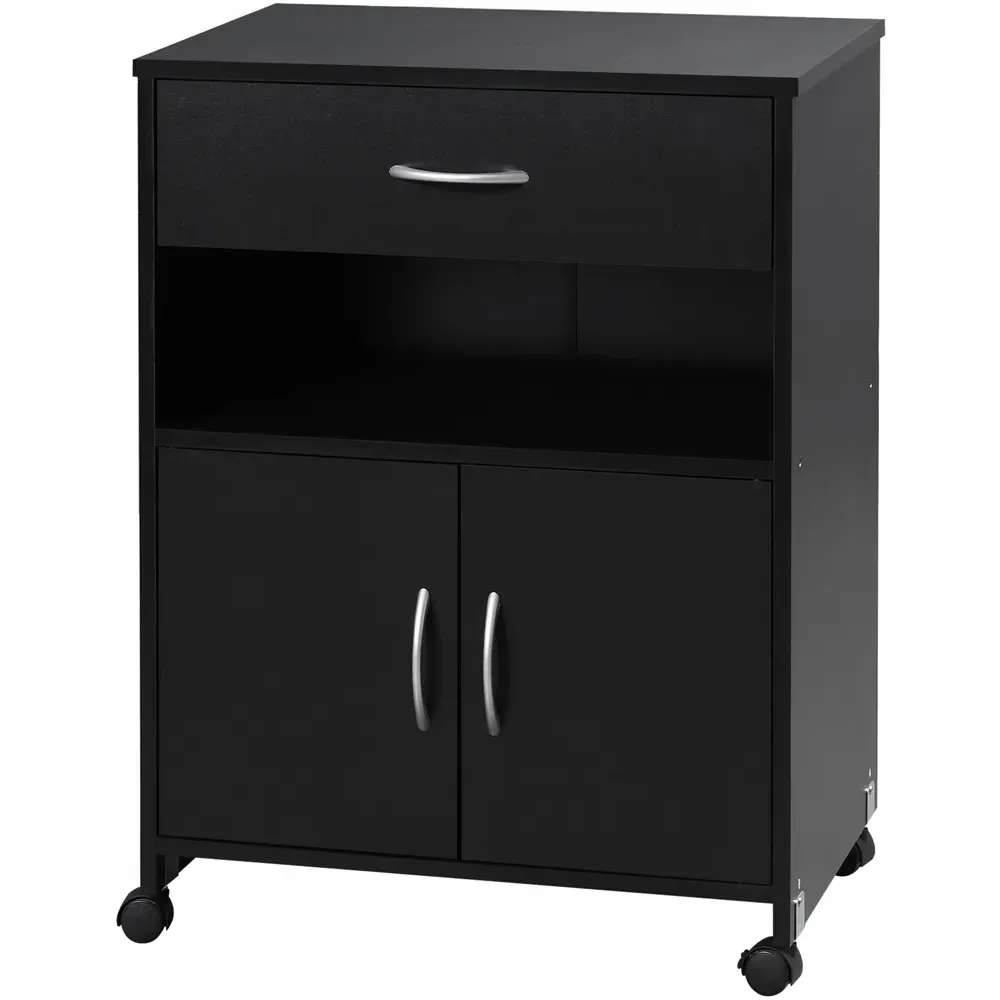 2 Door Single Drawer Printer Table - Black
