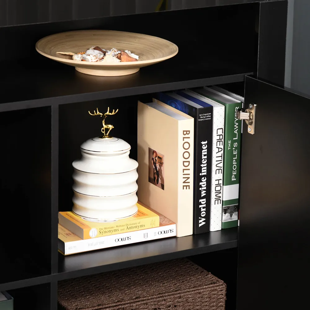 2 Door Single Shelf Sideboard with LED - Black