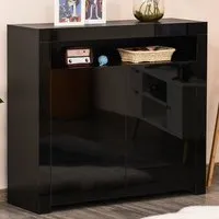 2 Door Single Shelf Sideboard with LED - Black