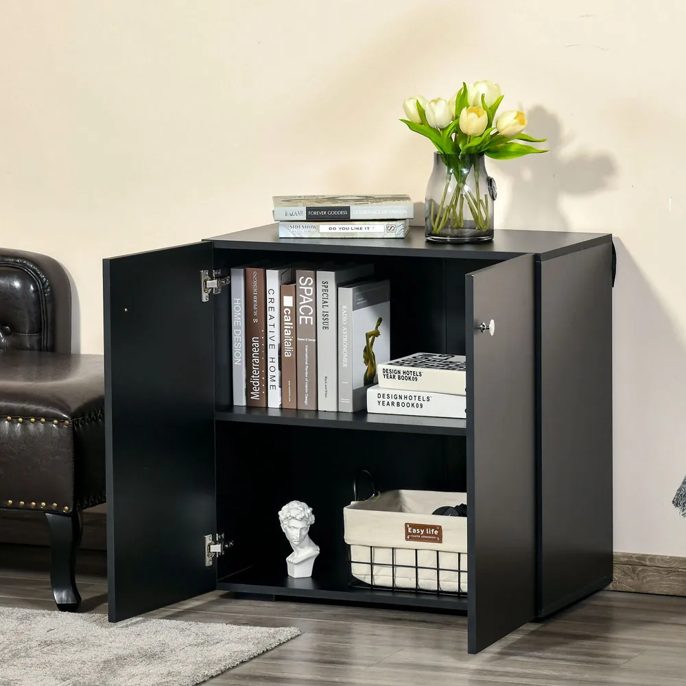 2 Door Storage Cabinet - Black