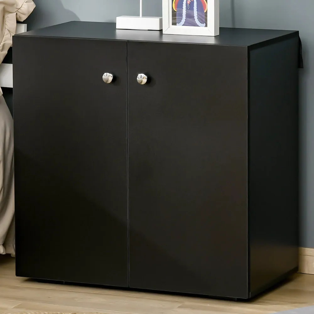 2 Door Storage Cabinet - Black