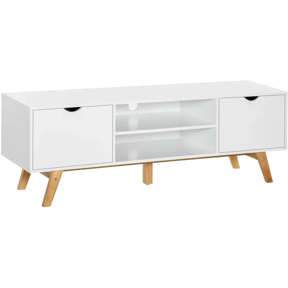 2 Door TV Unit with Shelves - White