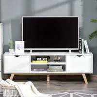 2 Door TV Unit with Shelves - White