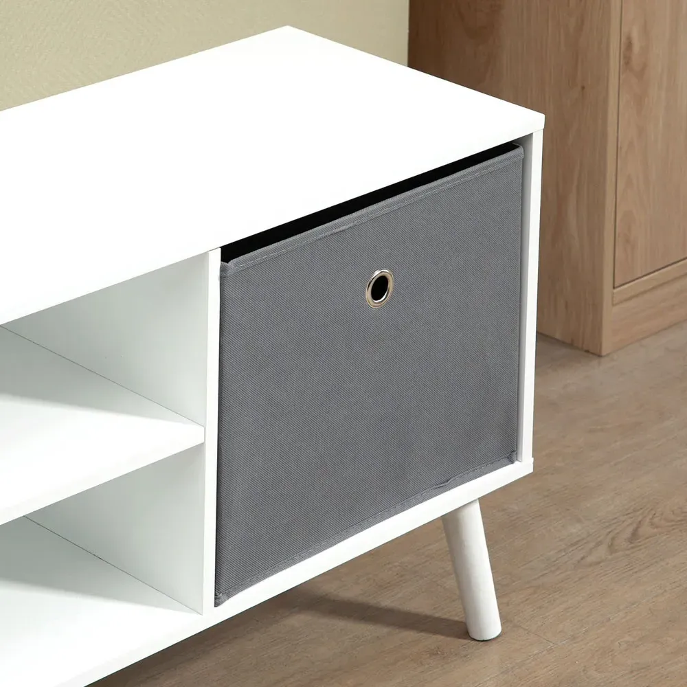 2 Drawer 2 Shelf TV Cabinet with Storage - White, Grey