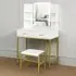 2 Drawer 4 Shelf Makeup Vanity Desk Set with Lighting Mirror - White