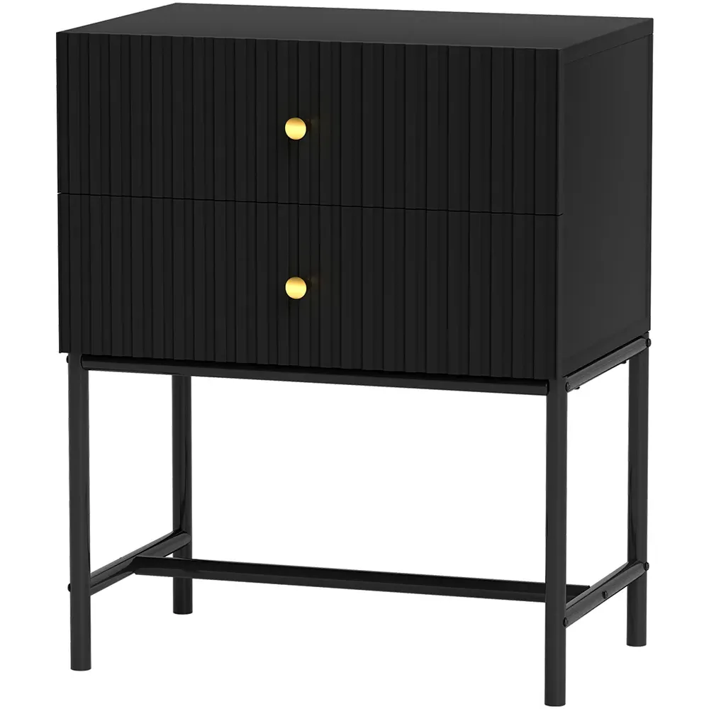 2 Drawer Bedside Table - Black