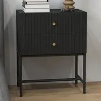2 Drawer Bedside Table - Black