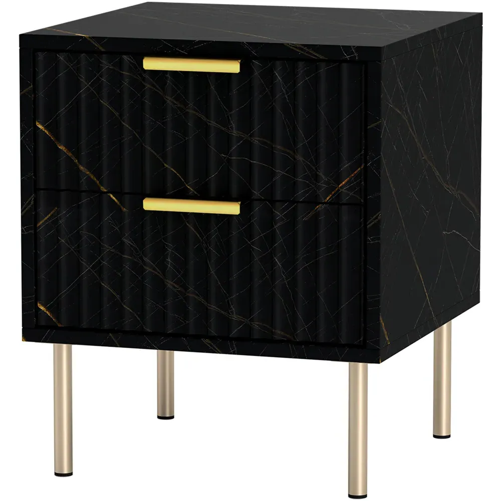 2 Drawer Bedside Table - Black