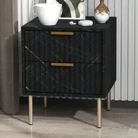 2 Drawer Bedside Table - Black