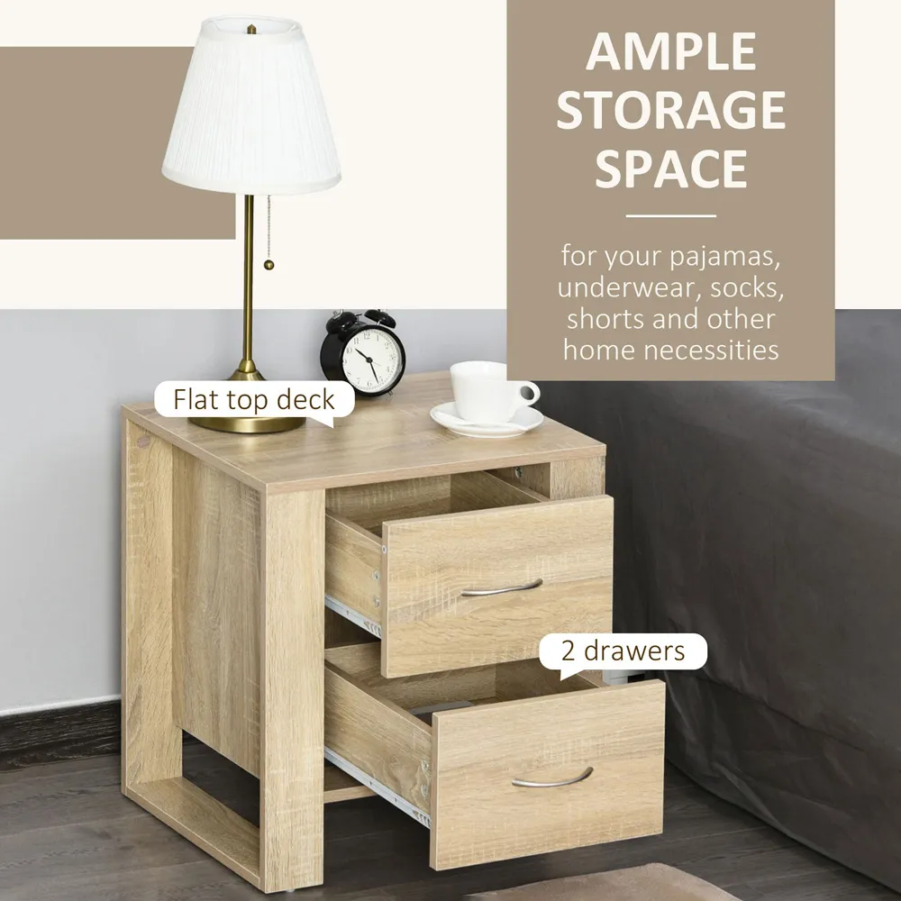 2 Drawer Bedside Table - Brown