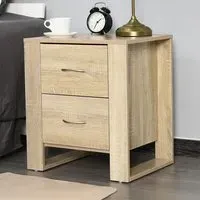 2 Drawer Bedside Table - Brown