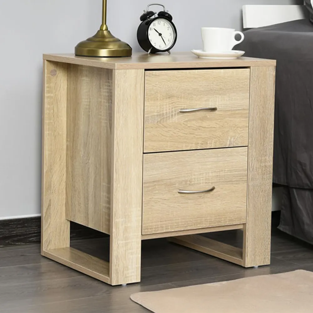 2 Drawer Bedside Table - Brown