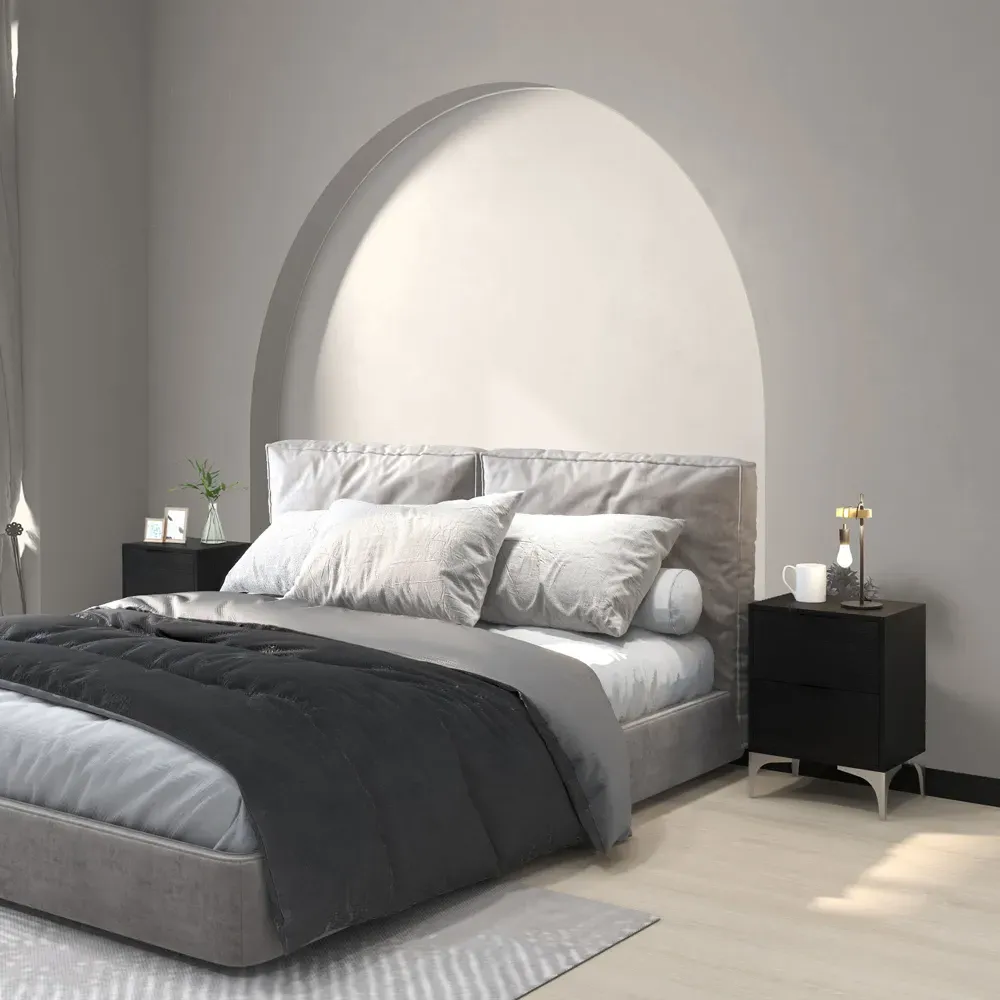 2 Drawer Bedside Table Set of 2 - Black