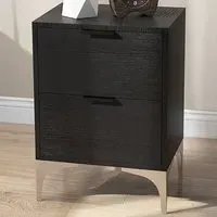 2 Drawer Bedside Table Set of 2 - Black