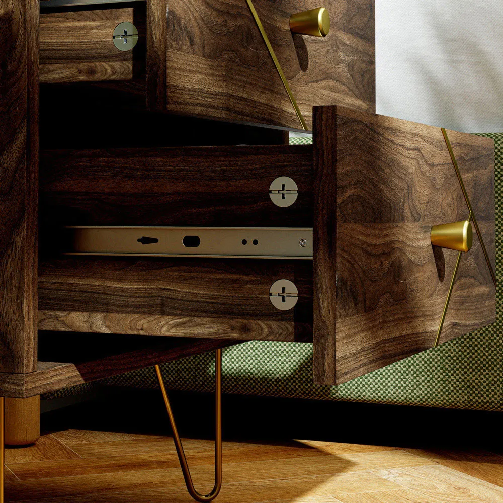 2 Drawer Bedside Table Set of 2 - Brown