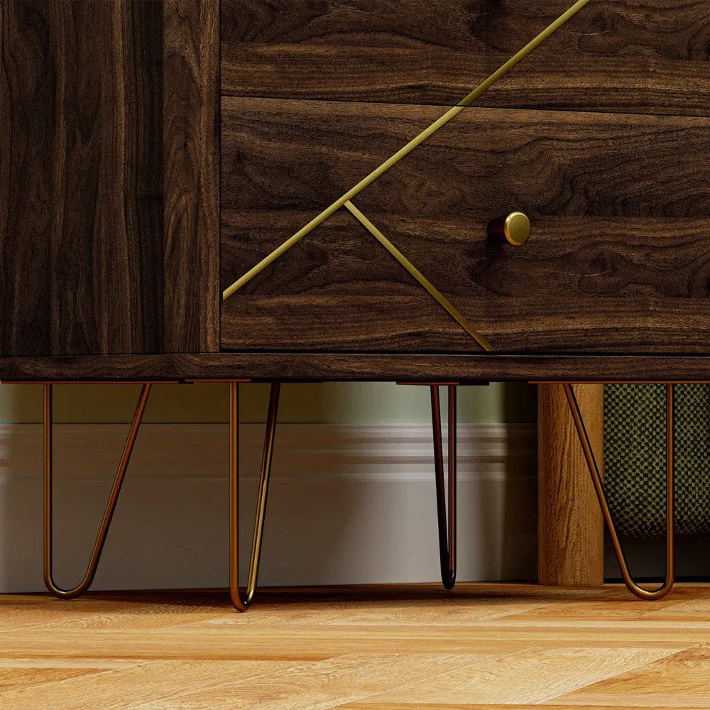 2 Drawer Bedside Table Set of 2 - Brown