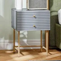 2 Drawer Bedside Table Set of 2 - Grey